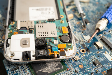 Repairing and upgrade circuit mainboard of notebook, electronic, computer hardware and technology.