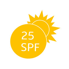 Sun protection for skin. UVA UVB sunscreen protection. SPF icon for or skin cosmetics packaging. Vector