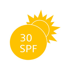 Sun protection for skin. UVA UVB sunscreen protection. SPF icon for or skin cosmetics packaging. Vector