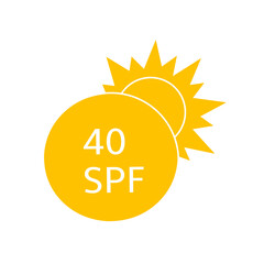 Sun protection for skin. UVA UVB sunscreen protection. SPF icon for or skin cosmetics packaging. Vector