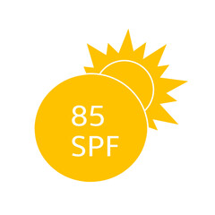 Sun protection for skin. UVA UVB sunscreen protection. SPF icon for or skin cosmetics packaging. Vector