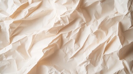 Obraz premium Simple clean background featuring crumpled beige paper texture against a white backdrop Ideal for product presentations or e-commerce designs