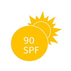 Sun protection for skin. UVA UVB sunscreen protection. SPF icon for or skin cosmetics packaging. Vector