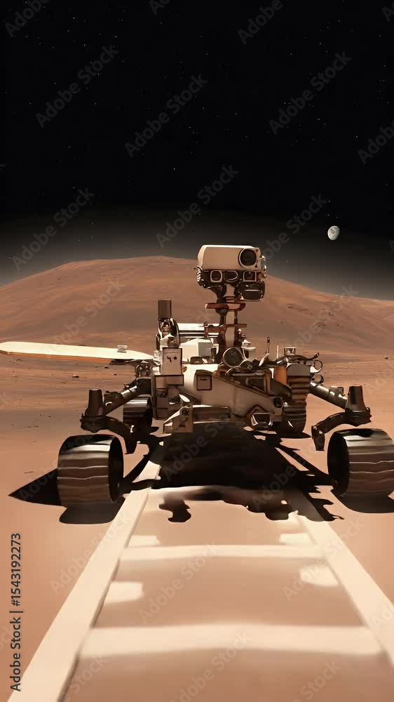 Poster realistic 3d mars rover exploring red planet