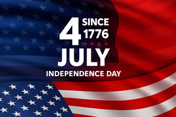 American flag waves for independence day since 1776 in july