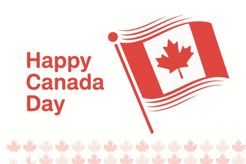 Happy Canada Day, Waving Flag Maple Leaf Celebration Design