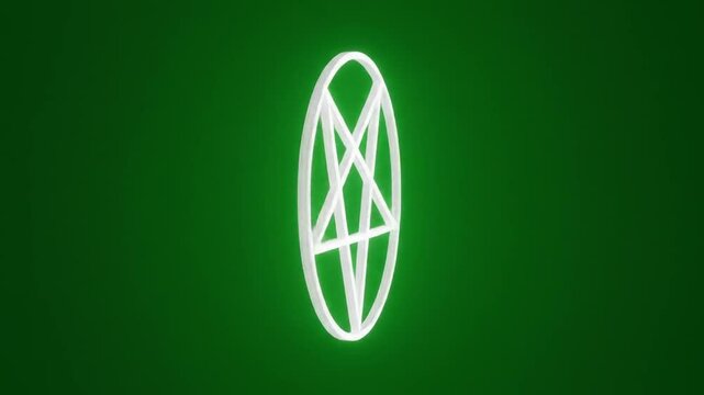 Glowing pentagram symbol on green background