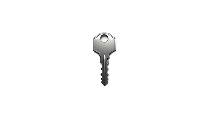 Shiny silver key with classic cut and metallic texture, isolated on transparent background—ideal for security, access, real estate, and digital design themes.
