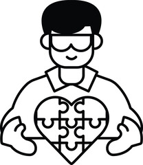 A man holding a puzzle piece heart
