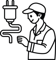 A man is fixing a wire