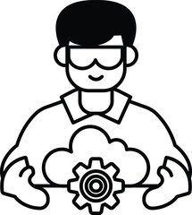 A man is holding a gear in his hand