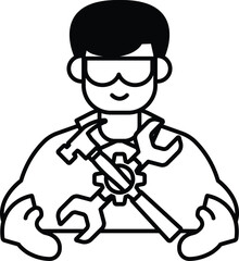 A man is holding a wrench and a screwdriver in his hands