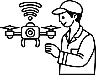 A man is holding a remote control and a drone