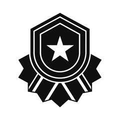 Black and white star badge illustration