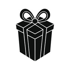 Simple Black Gift Box with Bow Illustration