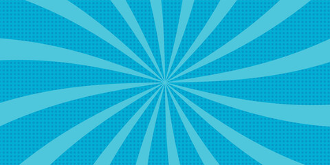 Blue comic background with sun burst and dots. high quality comic book style background. pop art background