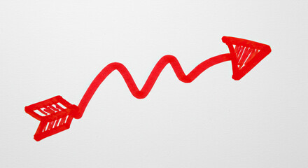 hand drawn arrow with red marker on white background