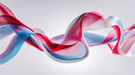 A dynamic and elegant swirl of patriotic colored fabric representing the American flag.