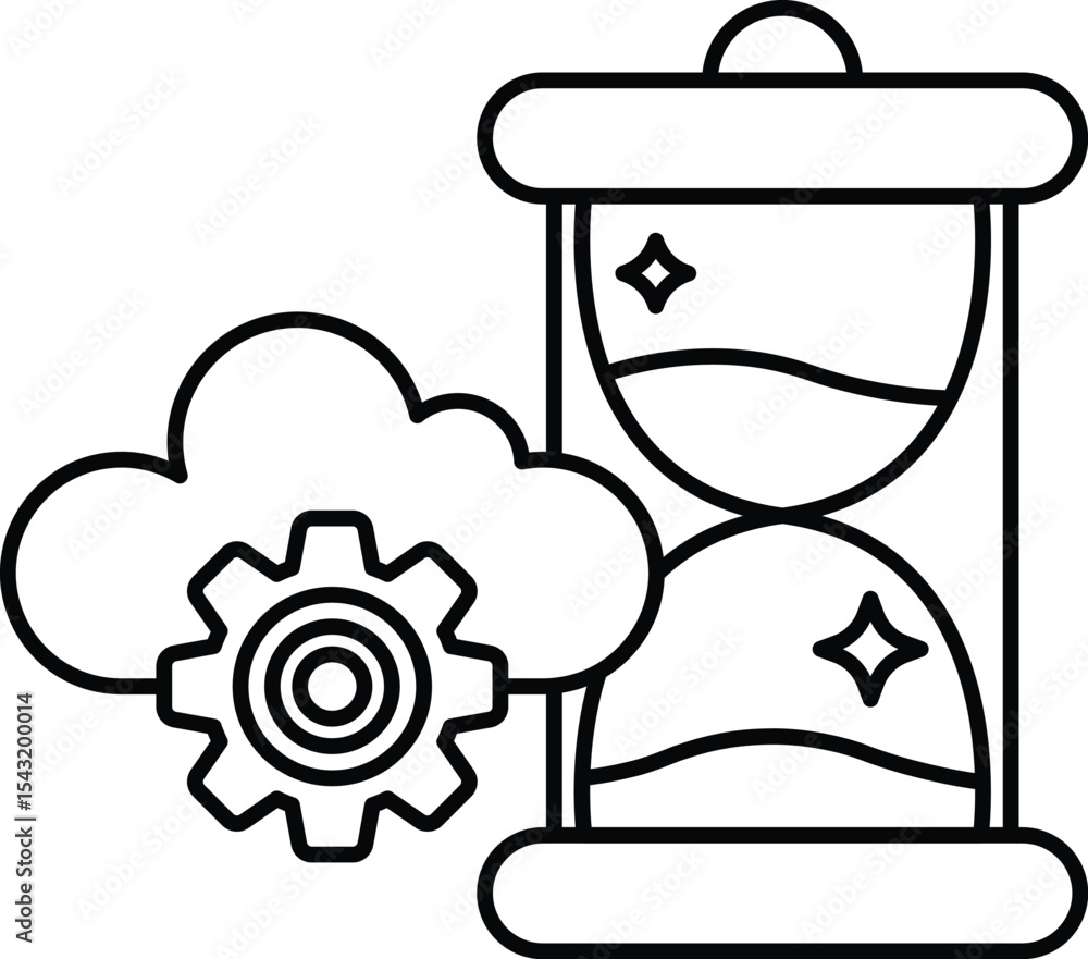 Poster clock with a gear on it and a cloud in the background