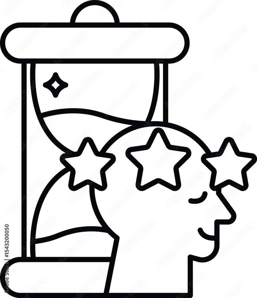Poster head with a star on it is in front of a clock