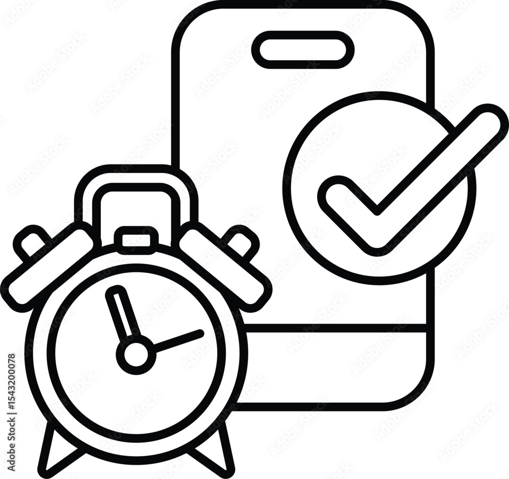 Poster alarm clock with a check mark on it
