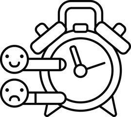 alarm clock with two smiling faces on the left