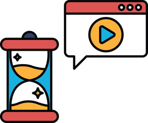 A clock with a red face and a blue hour hand