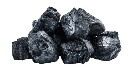 Fototapeta premium Lumps of coal on black background fuel energy dark