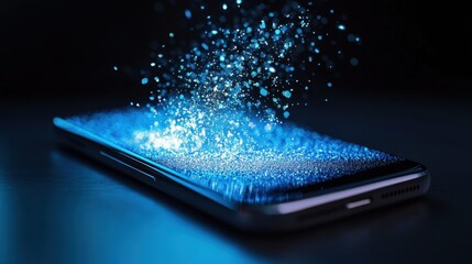 Modern Smartphone Display with Vibrant Gradient Colors and Clean Design, Isolated on a Dark Studio Background, Professional Product Photography.