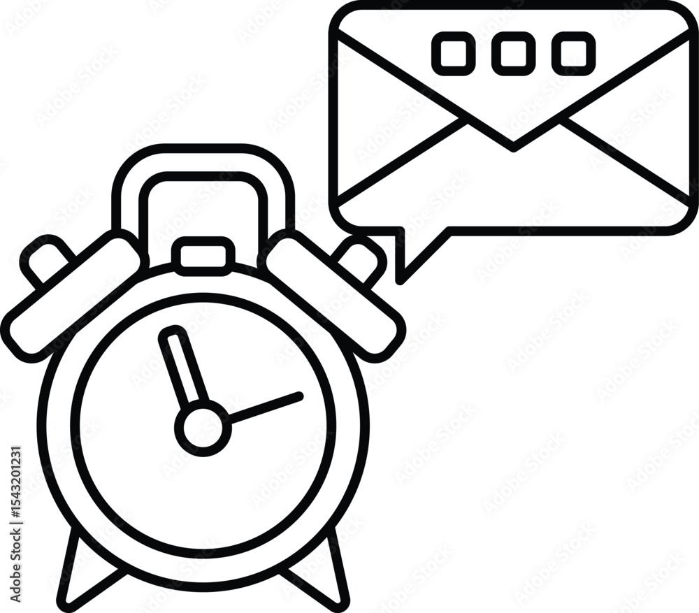 Poster alarm clock with a envelope on top of it