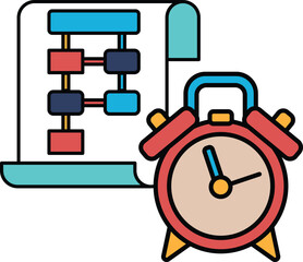 A red clock with the hands on the numbers 3 and 9