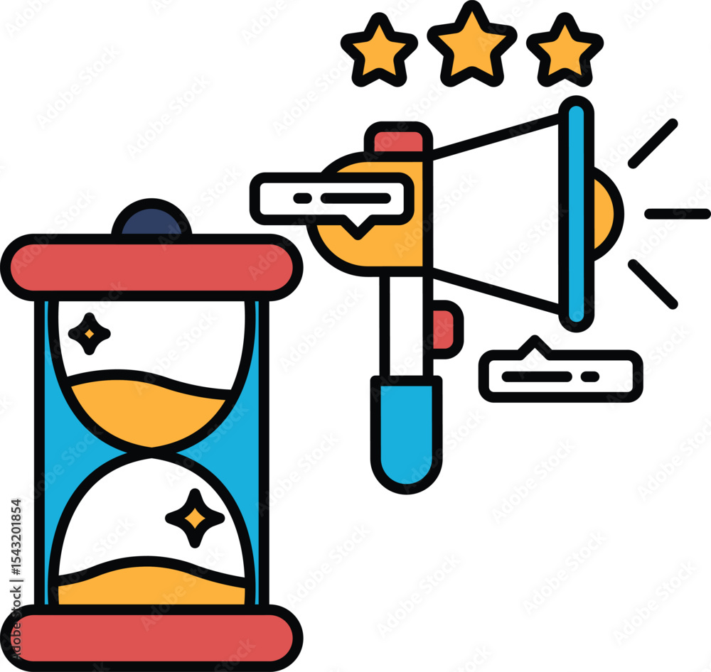 Poster a clock with a microphone and a star on it
