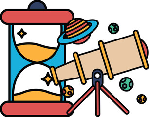 A clock with a telescope on top of it