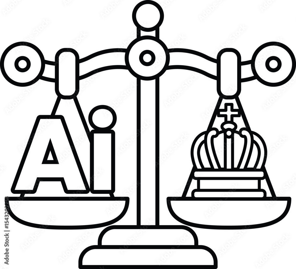 Fototapete a scale with the letters ai on one side and a crown on the other