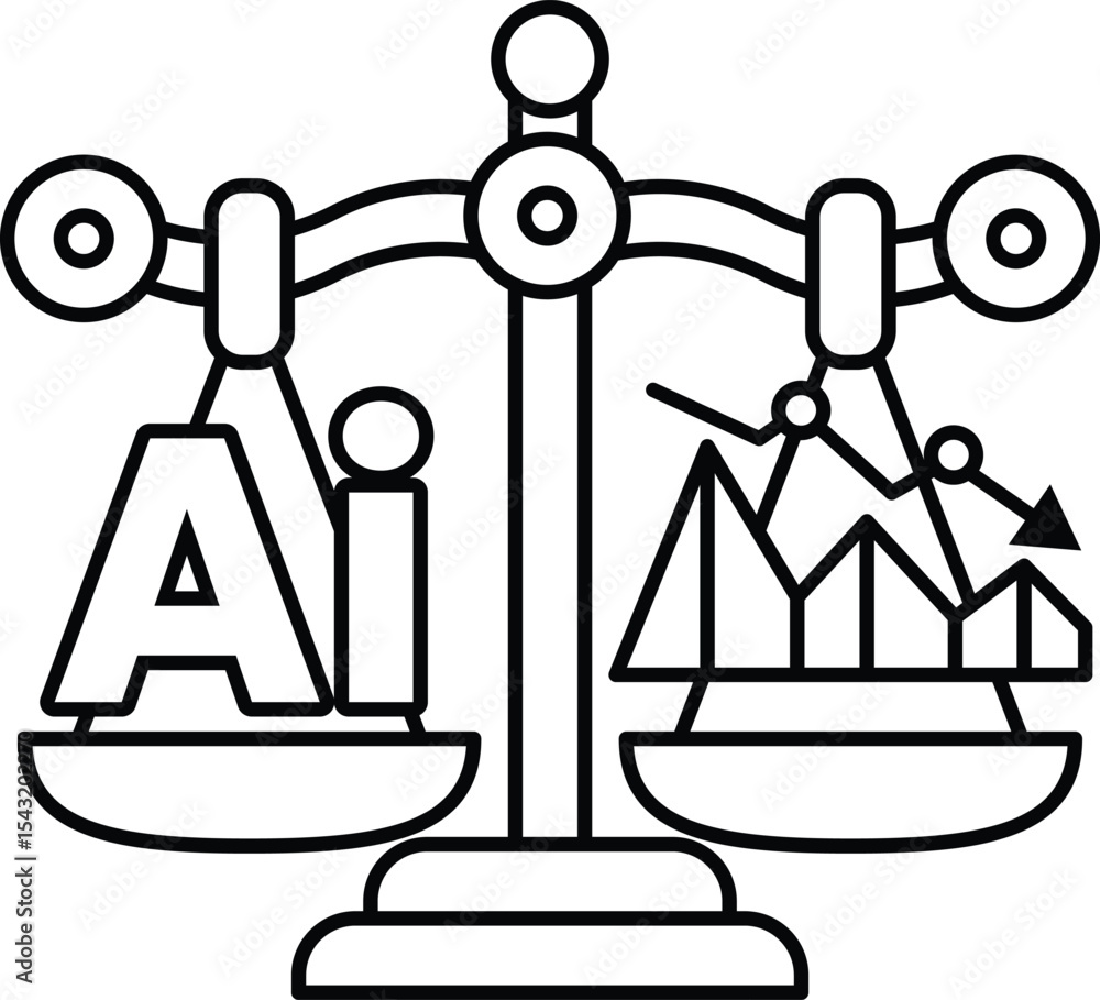 Poster a scale with the letters ai on one side and a downward arrow on the other