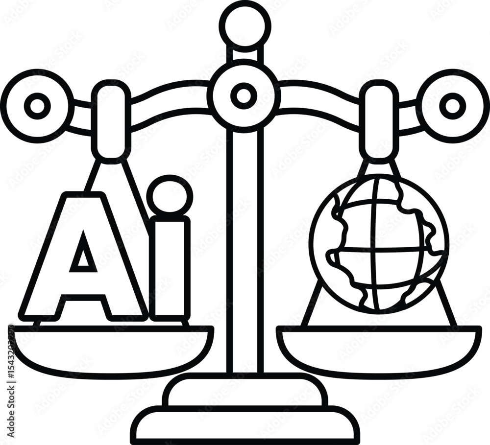 Fototapete a scale with the letters ai on one side and a globe on the other