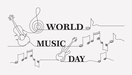 Obraz premium Hand drawn of World music day, vector illustration