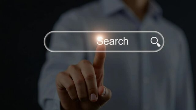 Searching Browsing Internet Data Information Networking Concept,Businessman touch screen a search box for information on the Internet. finding data, information