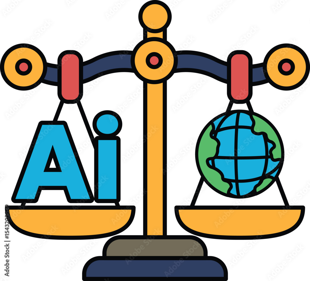 Fototapete a scale with the letters ai on one side and a globe on the other