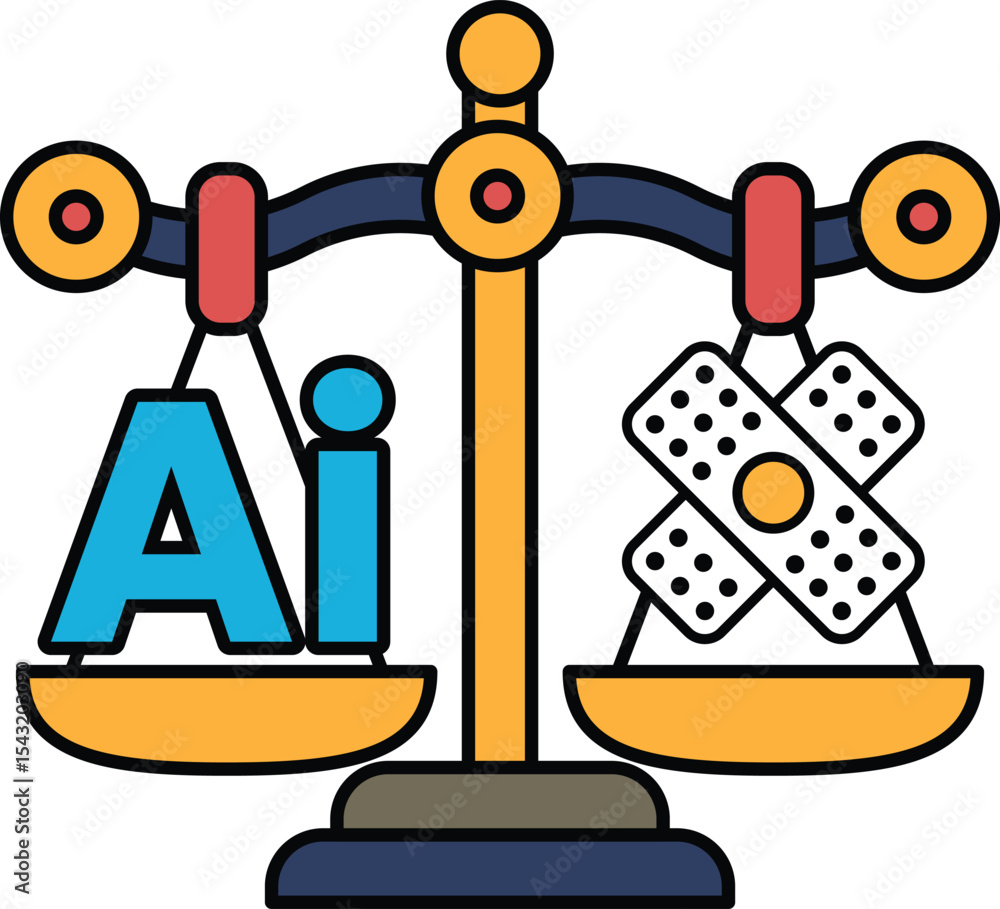 Poster a scale with the letters ai on one side and the letters x on the other