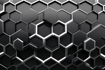 Black and White Hexagonal Grid Pattern Overlay for Modern Tech Design