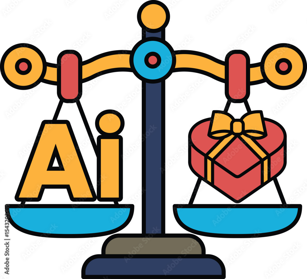 Poster a scale with a heart and the letters ai on it