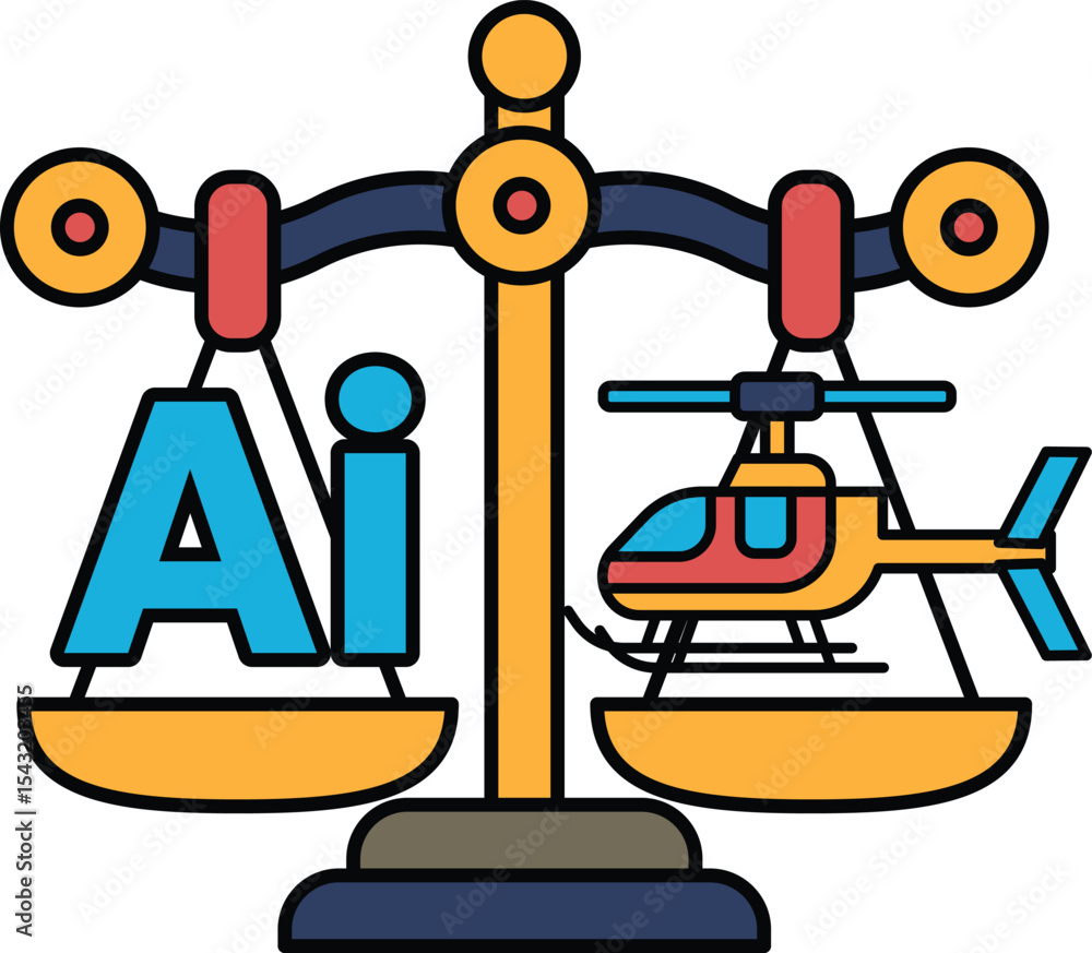 Poster a scale with a helicopter and the letters ai on it
