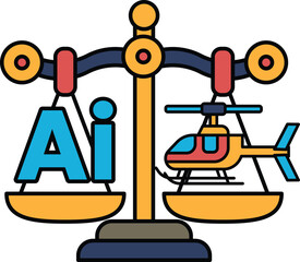 A scale with a helicopter and the letters AI on it