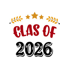 Class of 2026 graduation design element with stars and leaves