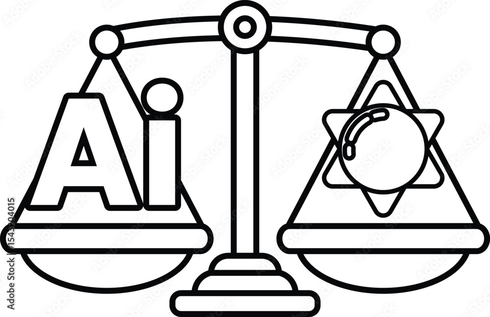 Poster a scale with the letters ai on one side and a star on the other