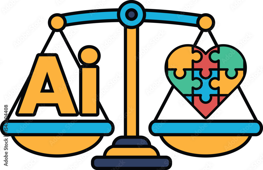 Poster a scale with a heart and the letters ai on it