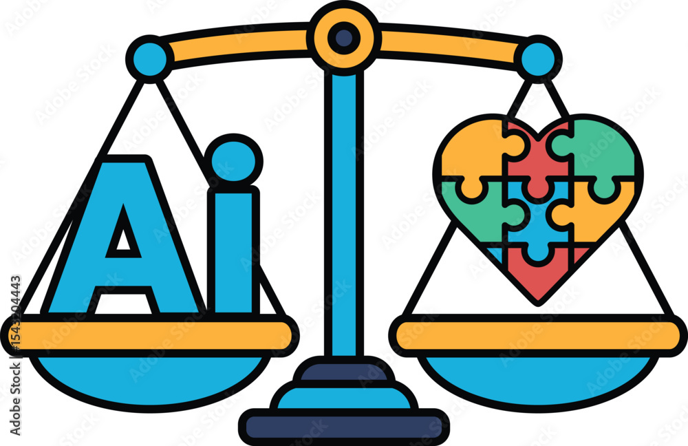 Poster a scale with a heart and the letters ai on it
