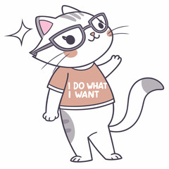 Cute cat wearing glasses i do what i want t-shirt