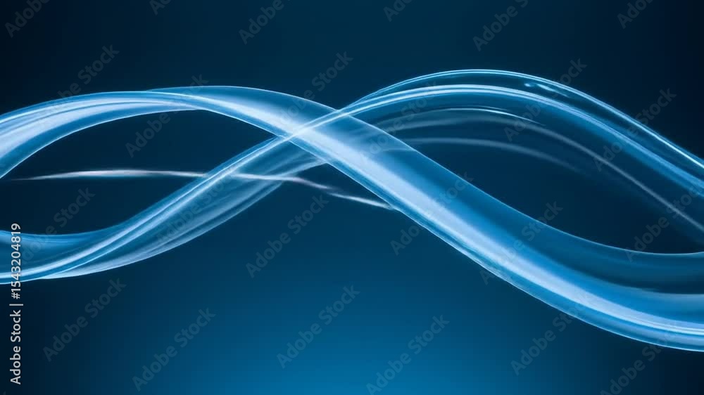 Poster abstract curved lines flowing smoothly on dark blue background slow motion
